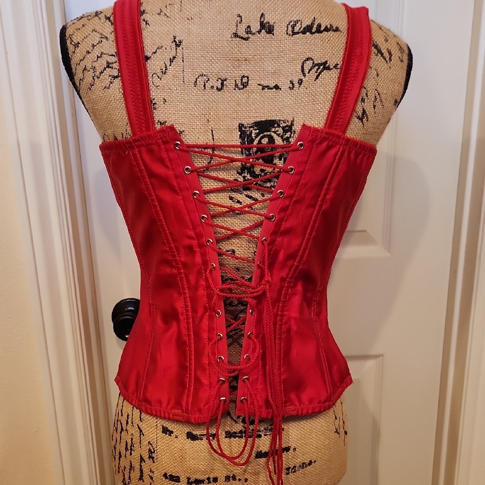 Red Lace-Up Corset Top